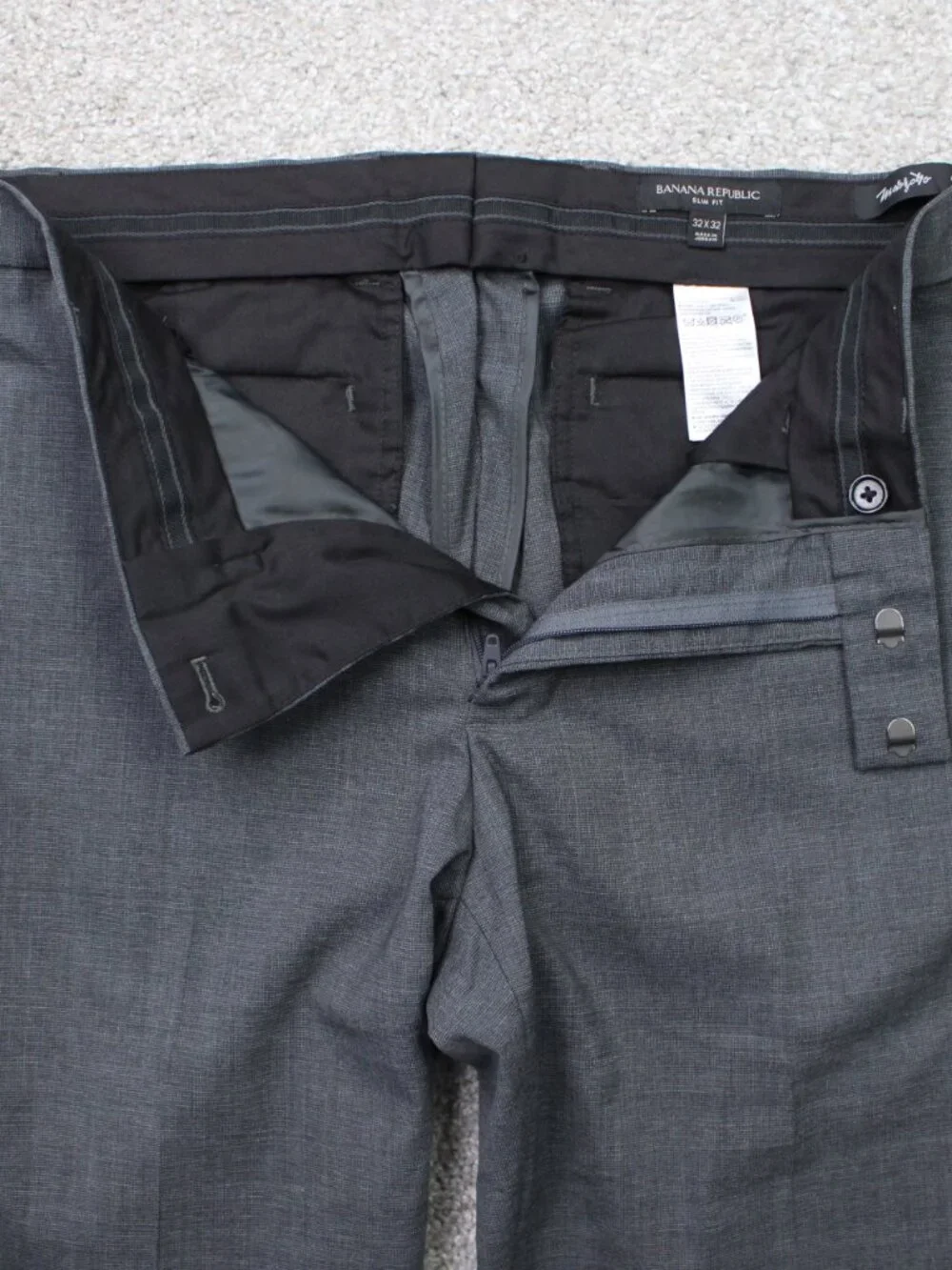 Banana Republic Pants Men 32x32 Charcoal Gray Marzotto Wool Slim Fit Performance